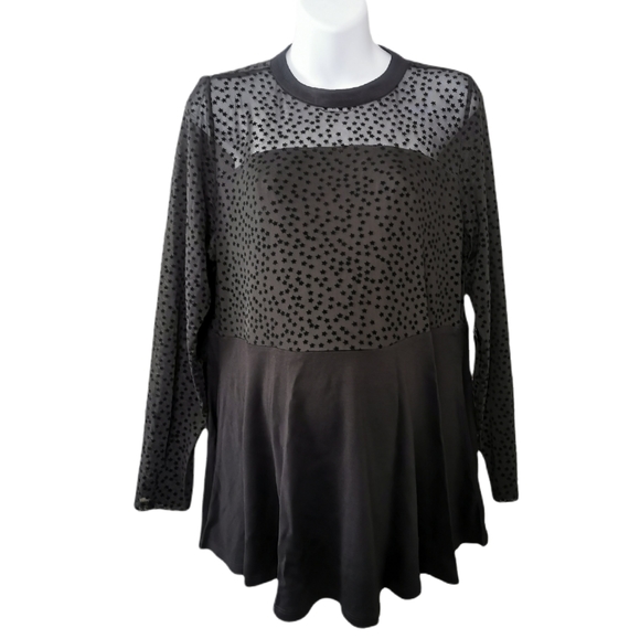 SIZE 2 18/20 TORRID Black Sheer Dress Top, Long-Sleeve NWT - Picture 3 of 8